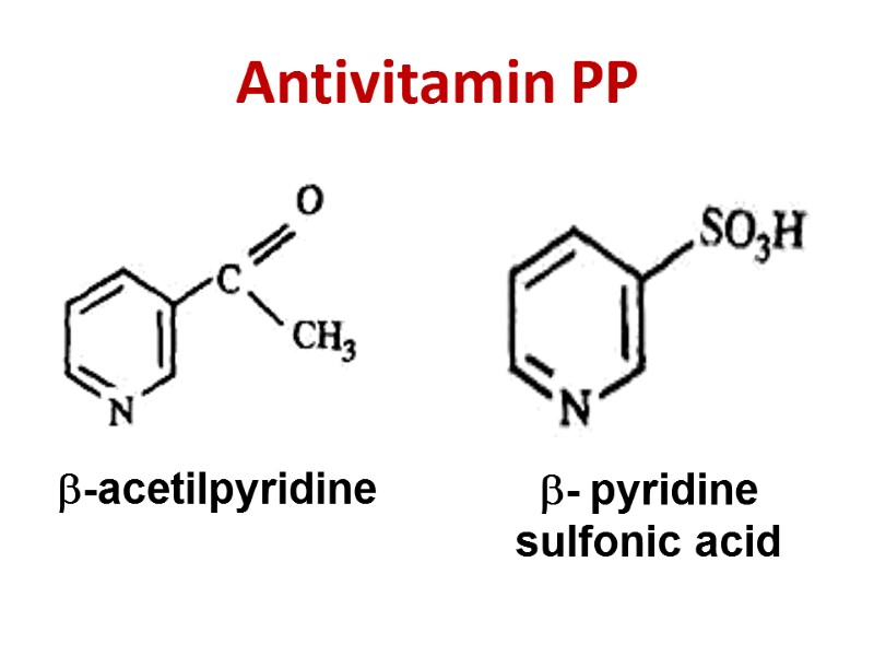 Antivitamin PP -acetilpyridine  - pyridine sulfonic acid